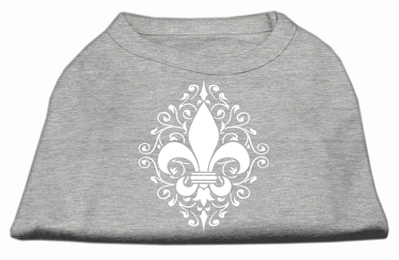 Henna Fleur De Lis Screen Print Shirt Grey XXXL